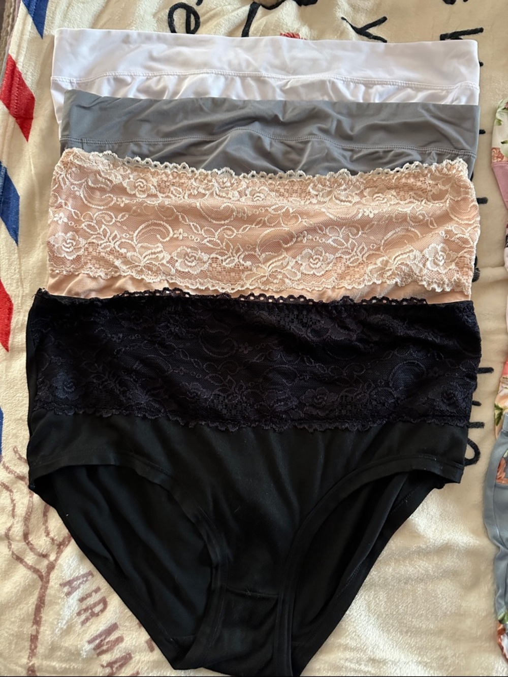 Lace-Waist High-Rise Cotton-Blend Panty - Black, Gray, White, Blush